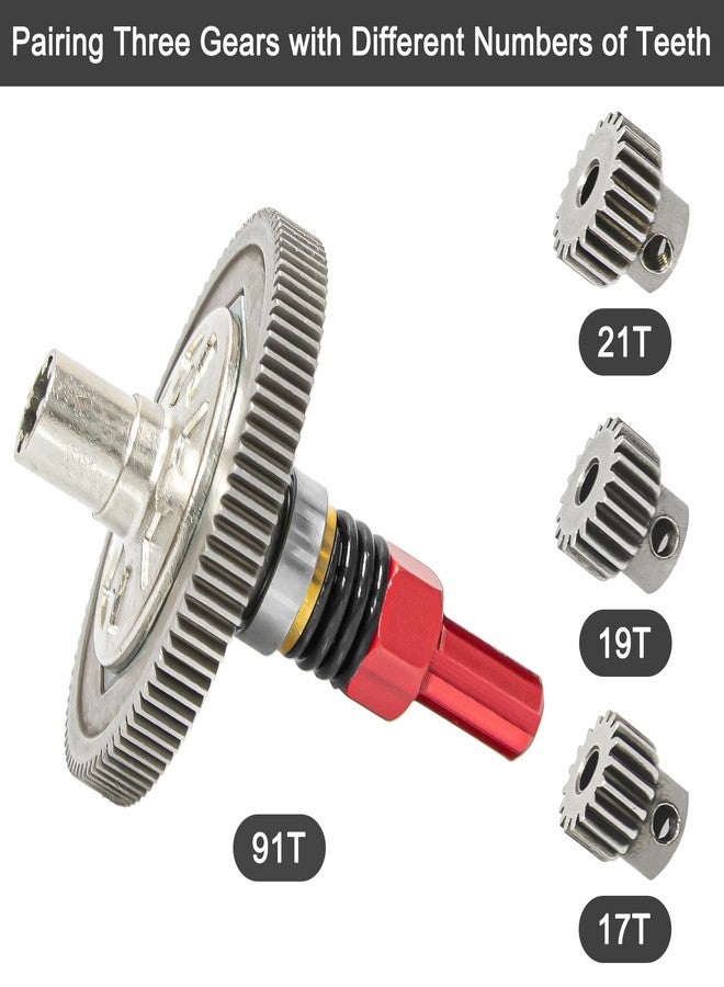 LRFHL 91T Slipper Gear Set Differential Upgrade Parts Metal Gear Compatible with Arrma Senton 1/10 RC Car (Red) - Image 3